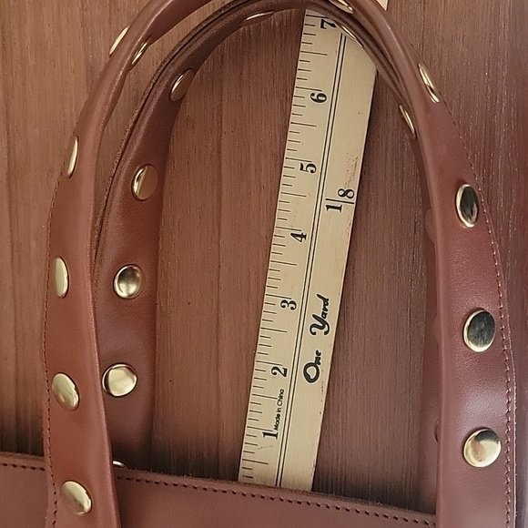 Hammitt Cognac Leather Brentwood Satchel Handbag with Gold Studs - Picture 16 of 16